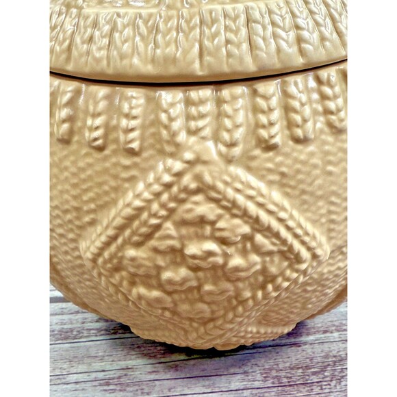 FTD 1910 Trinket Jar Candy Ginger Antique Porcelain Textured 7.5" Tall Vintage - Picture 3 of 14